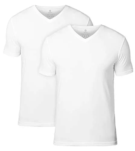 LAPASA T-Shirt Uomo Pacco da 2 in Micromodal –Pura SOFFICITA’- Intima Regular Fit Collo V Maglietta a Manica Corta M08 (L, Bianco)