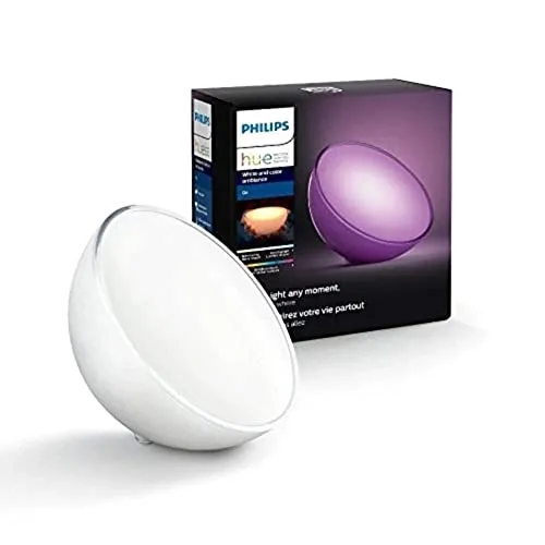 PHILIPS Hue White and Color Ambiance, Lampada Portatile Smart Hue Go, Bluetooth, Dimmerabile, RGB, Led, 6W, Bianco, Versione 2018