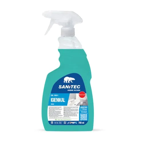 Sanitec, Igienikal, Detergente Disincrostante Profumato a Base di Acido Fosforico e Acido Citrico, Rimuove Sporco, Calcare e Residui di Sapone da Tutte le Superfici, Made in Italy, Flacone 750 ml