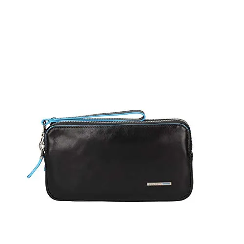 Pochette Piquadro Blue Square a due scomparti con portacarte colore Nero - Mogano - AC5187B2R (NERO)