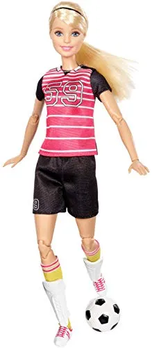Barbie Bambola Calciatrice, con 22 Punti Snodabili per Infiniti Movimenti, Giocattolo per Bambini 3 + Anni, DVF69