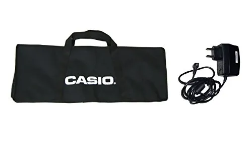 Borsa e Alimentatore originali CASIO per Tastierine Serie SA-46-SA76-SA77 misure interne borsa 60x22x6