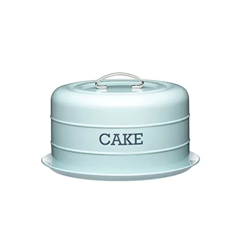 KitchenCraft Living Nostalgia Teglia per Torta, Cupola Ermetica, 28,5 x 18cm, Blu Vintage