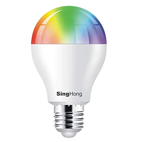 SingHong Wi-Fi Smart RGBW LED, Controllo vocale (Funziona con Amazon Alexa), Colore mutevole Luce Bianca (K), E27, 80 W, LED, dimmerabile, No Hub Required.