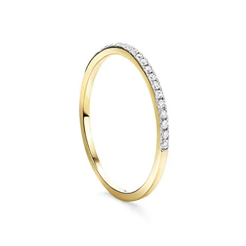 Orovi, anello da donna in oro giallo 0,09 ct con diamante Eternity da 14 carati (585) e diamanti e Oro, 58 (18.5), cod. OR0068R58