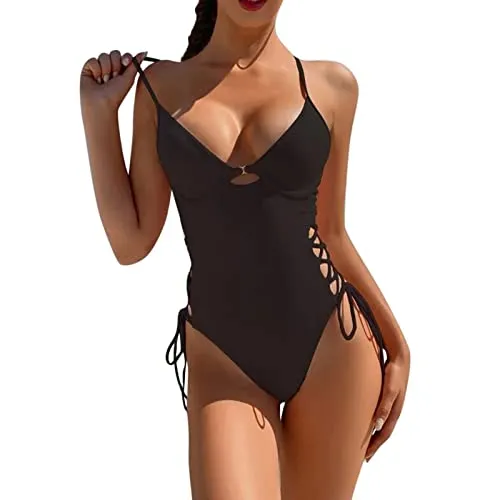 LCpddajlspig Costume da Bagno Donna Curvy Contenitivo Monokini Costumi Mare Push Up Brasiliana Costume Intero Modellante Sexy Costume Piscina SGAMBATO con Coppe Costumi Interi Imbottito