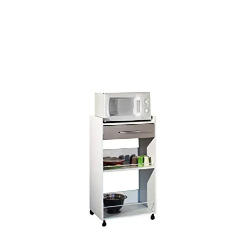 Symbiosis Ramsay D4 Carrello Cucina, truciolare, Bianco/Tortora, 96 x 53 x 40 cm