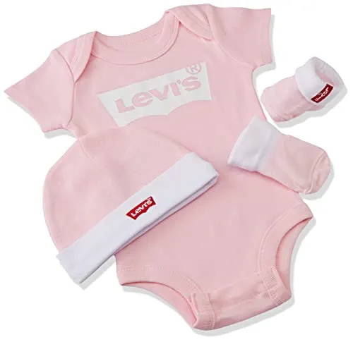 Levi's Classic Batwing Infant Hat Bodysuit Bootie Set, 3Pc Bimbo, Fairy Tale, 6-12 Mesi