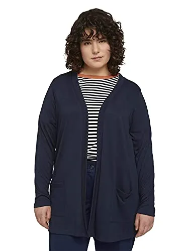 TOM TAILOR Le signore Plus Size - Cardigan con tasche 1024898, 10668 - Sky Captain Blue, 48 Plus