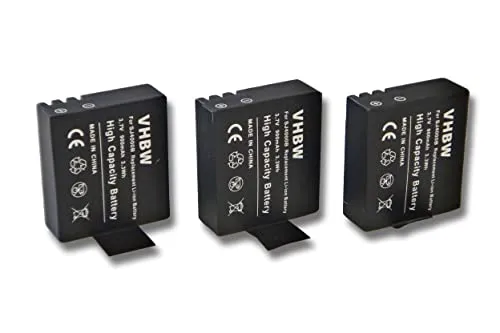 vhbw 3x Li-Ion batteria 900mAh (3.7V) con infochip compatibile con videocamera camcorder Evolveo A8, W7, W8, Qumox SJ5000, SJ6000, DX288812, DX288813 sostituisce SJ4000