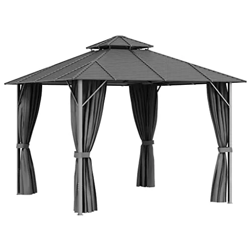 vidaXL Gazebo con Tende Laterali e Doppio Tetto 3x3 m Antracite