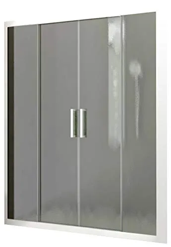 Porta Parete Doccia 150 cm 2 Ante Scorrevoli in Cristallo Cincillà 6mm H190 Dorini Linux Bianco