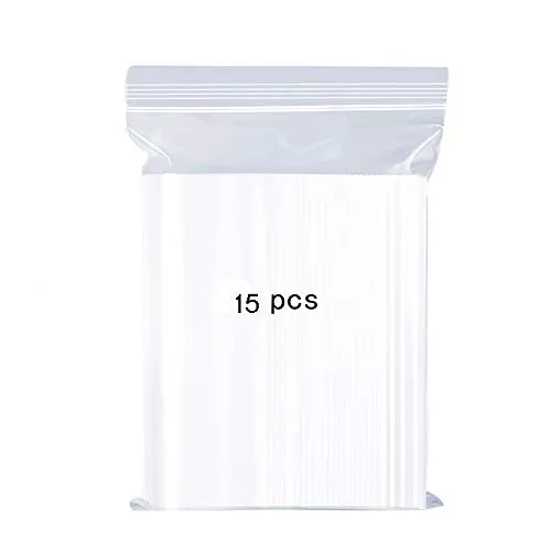 Sacchetti in plastica Trasparente risigillabili,Borsa con Chiusura a Cerniera Rigida Riutilizzabile,Ispessimento e Resistente,premere per chiudere con Chiusura,40x50cm 15PCS