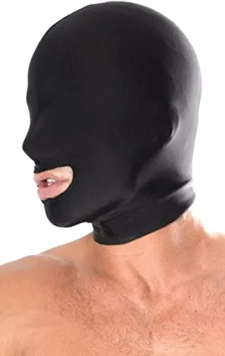 [Banaп TYS] Passamontagna con Cappuccio Nero in Maschera con Cappuccio a Bocca Aperta Festa in Costume Halloween Cosplay Giochi di Ruolo