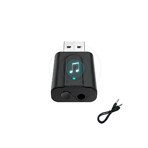 Disolvo Adattatore Bluetooth 5.0 USB, USB Trasmettitore Ricevitore Bluetooth 5.0 Mini 2 in 1 Adattatore con 3.5mm AUX Wireless Bluetooth Adattatore Audio per TV/PC/Telefoni/Altoparlanti/Autoradio