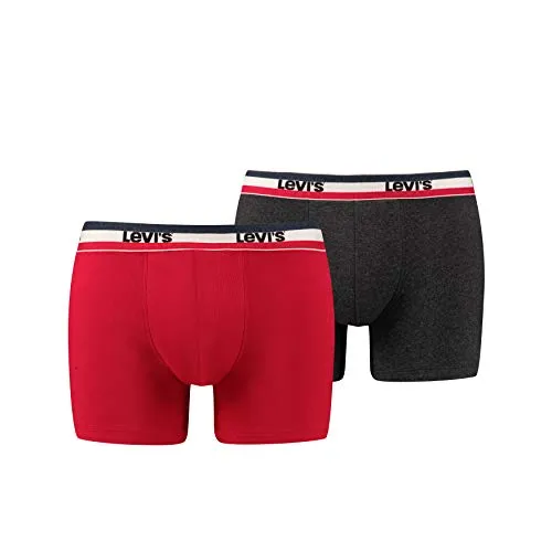 Levi's Sportswear Logo Boxers Briefs Mutande da Uomo, Rosso/Nero, M (Pacco da 2)