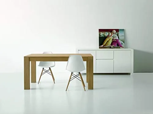 Milani Home s.r.l.s. Tavolo da Pranzo Moderno di Design ALLUNGABILE in Rovere Naturale Spazzolato CM 90 X 180/230/280 per Interno Sala da Pranzo