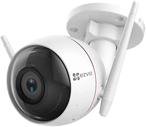 EZVIZ CTQ3W - Telecamera di sorveglianza WiFi esterna, con allarme sirena e flash, 30 m di visione notturna, IP66 impermeabile, audio bidirezionale, rilevamento del movimento