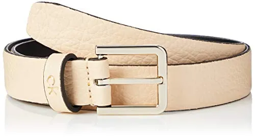 Calvin Klein Ck Essential Belt 2.5cm Cintura, Giallo (Light Sand Td), Medium (Taglia Produttore: 90) Donna
