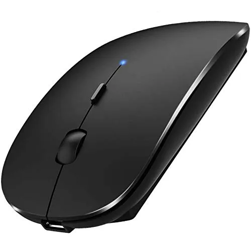 Jaybest Mouse Wireless Bluetooth Ricaricabile, Mouse Senza Fili Ottico Piccolo Mini Portatile con Mouse USB per per Notebook, PC, Laptop, Computer, MacBook,1800 DPI 3 Livelli Regolabili(Nero)