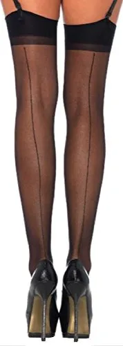 Leg Avenue, calze da donna per reggicalze, in nylon, 20 denari, effetto opaco, con cucitura sul retro, taglia unica da 42 a 46