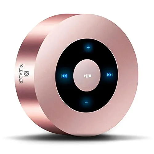 Xleader [Smart Touch] Cassa Bluetooth SoundAngel A8 (3rd Gen) Mini Altoparlante Oro Rosa con Custodia Impermeabile Portatile Mic 15h Musica Suono Crystal per iPhone iPad Tablet Doccia Ragazza Regalo