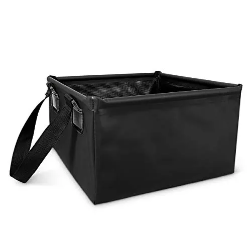 Navaris Secchiello Pieghevole da Campeggio - Vaschetta Bucato Lavaggio Stoviglie in Viaggio - Catino con Manici 15L 31x31x21cm - Black Camping Bucket