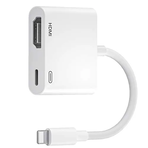 Adattatore IOS per Cavo HDMI,Caricatore,Adattatore AV Digitale,Connettori Schermo Connettore HDMI 1080P Audio Video Compatibile con Phone XS/XS Max/XR/X/8/8 Plus/7,Pad Air/Mini/Pro,Proiettore Monitor