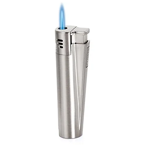 Jet Flame CLIPPER-Torcia a gas butano, a sigaro accendisigari Accendino in metallo, argento