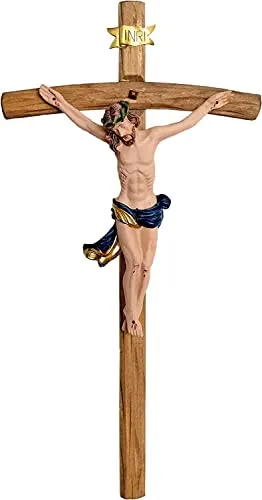 Kaltner Präsente, crocifisso con Gesù Cristo, da parete, in legno, 35 cm, dipinto a mano