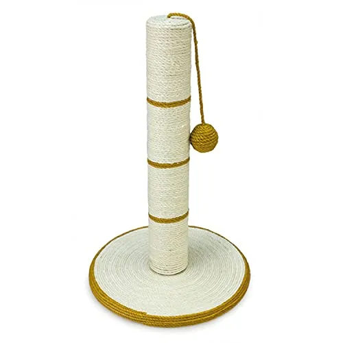 ARQUIVET Tiragraffi per gatti Arquivet con palla - Tiragraffi per gatti - Bianco e oro - 30 x 30 x 46 cm - Giocattoli per gatti