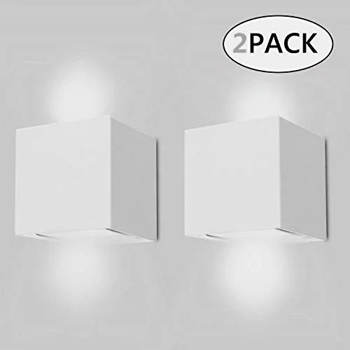 LEDMO 12W*2 Lampade da Parete per Interni/Esterno LED Moderno, Applique da Parete Muro in Alluminio Angolo,Lampada Muro su e Giù Regolabile Design IP65 Impermeabile 6000K Bianco