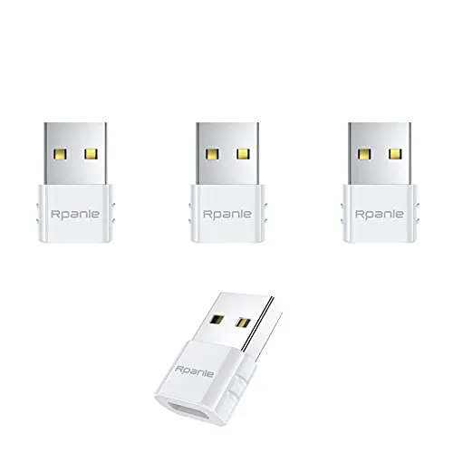 Rpanle Adattatore USB C Femmina a USB Maschio, 4 Pezzi USB ad Alta Velocità Type-C a USB 2.0 Sincronizzazione Dati Convertitore, per 11 12 PRO Max, Mate10/20/30/40 y Otro Dispositivo USB C (Bianca)