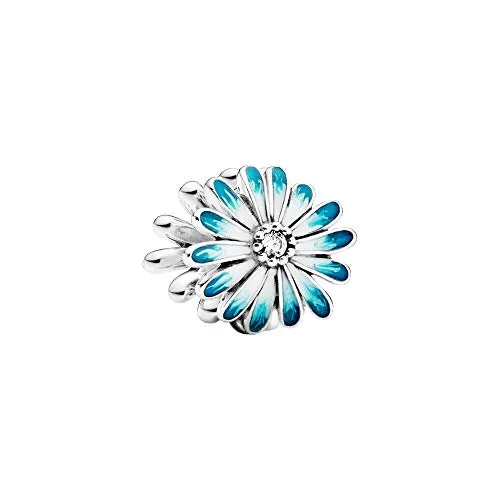 Ciondolo Daisy in argento sterling con zirconi cubici trasparenti e blu shaded