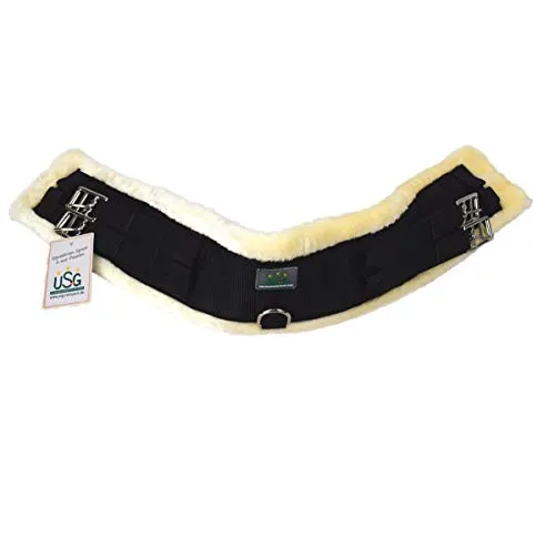 USG - Cintura Corta in Nylon con Imbottitura in Pelliccia Sintetica, 40 cm, Colore: Nero/Beige