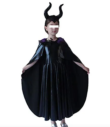 Malefica Vestito Carnevale Bambina Dress up Fata Maleficent Girl Costume MALEF01 (M)