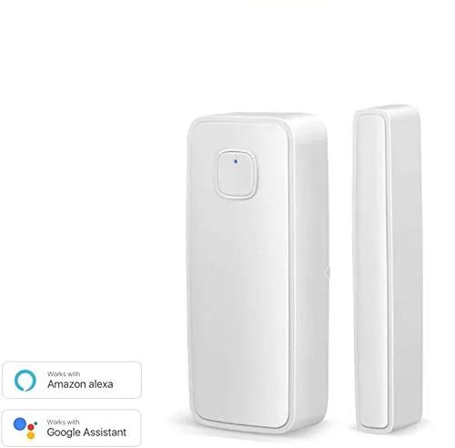 intelligente rivelatore di sensori magnetici per porte e finestre funziona con Alexa Google Home controllato da telefono Tablet iPhone per sistema di allarme antifurto di casa (1 confezione)