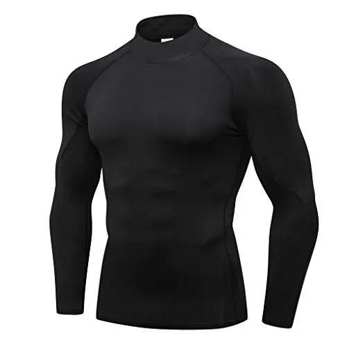 FRAUIT Maglietta Uomo Manica Lunga Maglia Termica Uomo Collo Alto Maniche Lunghe T Shirt Uomo Divertenti Strane Maglie Compression Asciugatura Rapida da Corsa Maglia Ciclismo Dimagrante