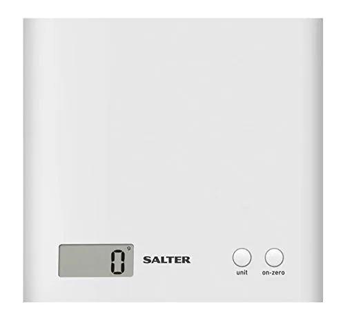 Salter 1066WHDR Bilancia da cucina elettroniche, capacità 3kg, 18 x 17.8 x 2.5 cm, Bianco