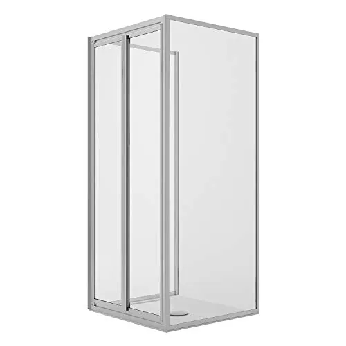 Idralite Box Doccia 3 Lati 80x75x80CM H198 Cristallo Trasparente 2 Fissi+Saloon 2 Ante Battente 75 MOD. West