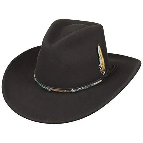 Stetson Cappello Western Montrose VitaFelt Uomo - Made in USA da Cowboy Lana Outdoor con Fascia Pelle Autunno/Inverno - L (58-59 cm) Marrone Scuro