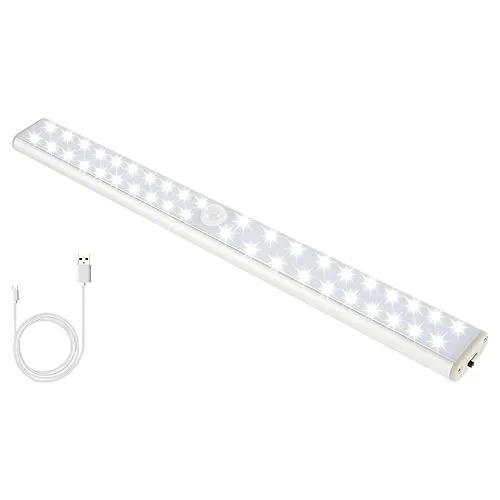 Beenle-Icey 30 CM Luce LED,Luce LED Sottopensile Cucina Senza Fili con Pile Ricaricabile con USB Striscia Magnetica Adesiva Luce del Governo Sensore di Luce Rilevamento del Movimento (30 CM 40 Luci)