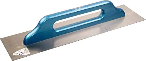 HAROMAC - Cazzuola svizzera Made in Germany, 480 x 130 mm, in acciaio INOX, manico in legno blu, con bordi normali, per lavori di levigatura su vasta superficie