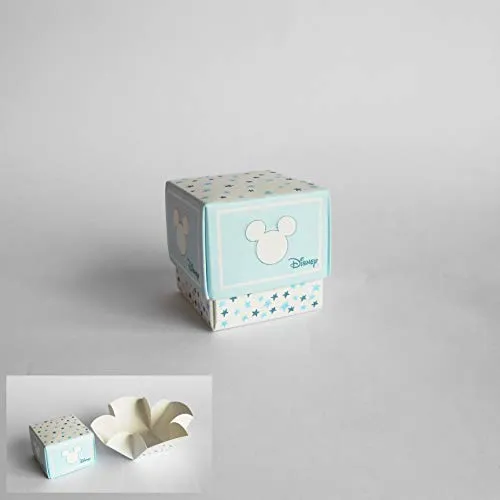 Bomboniera Scatola cubo Confetti Topolino Disney Celeste Set 20 pz Art 68045