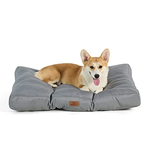 Bedsure Cesto cane di media taglia impermeabile, cuscino cane in tessuto Oxford, tappeto ideale per cani, M, materasso letto per cani, lavabile, grigio, 75 x 50 x 10 cm