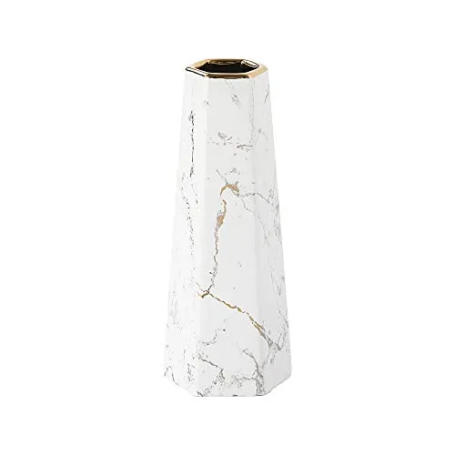 25cm Bianco Oro Marmo Fiori Vaso Decorativo di Design Moderno Collection per Ricorrenze Decorazioni per Interni Ristorante Bar Cafe Porcellana