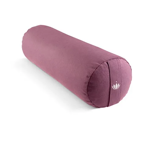 Lotuscrafts Bolster Yoga Cuscino per Yin Yoga Ø24 cm - Ripieno di Farro - Rivestimento in Cotone Lavabile - Cuscino Yoga Bolster - Rullo per Yoga - Cuscino Rullo Yoga - Certificato GOTS