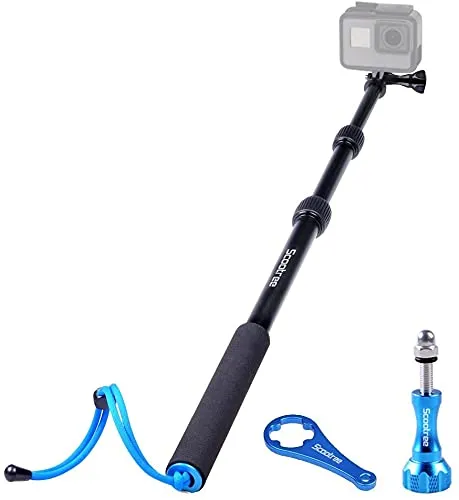 Smatree S1 in Lega di Alluminio Polo Integrato con Lega di Alluminio Tripod Mount e Nut (15.8'' a 40.5'' Extension) per GoPro Hero 11/10/9/8/7/6/5/4/3/2/1,DJI OSMO Action 3, Insta360