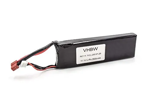 vhbw Batteria Li-Polymer 2500mAh (7.4V) Connettore Dean per Modellini Come Racing Car, Elicotteri, Aerei e Navi