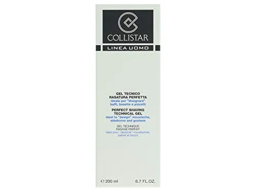 Collistar Gel Tecnico Rasatura Perfetta, trasparente e non schiumogeno ottimo per basette, baffi e pizzetti, da usare con rasoio elettrico e manuale, con estratto di aloe e mentolo, 200ml